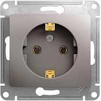 Розетка с заземлением без рамки Systeme Electric Glossa 1-м. платина картинка